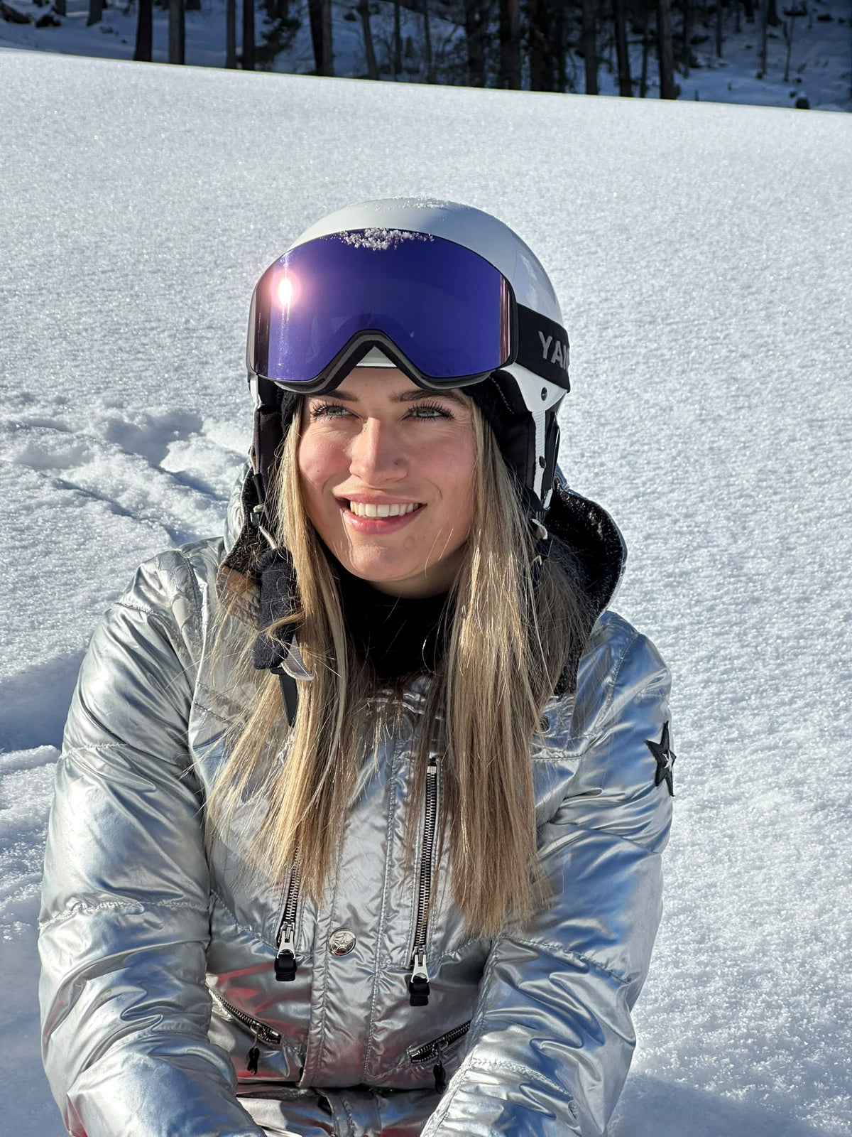 YAN BAY Skibrille Lila mit weissem Helm