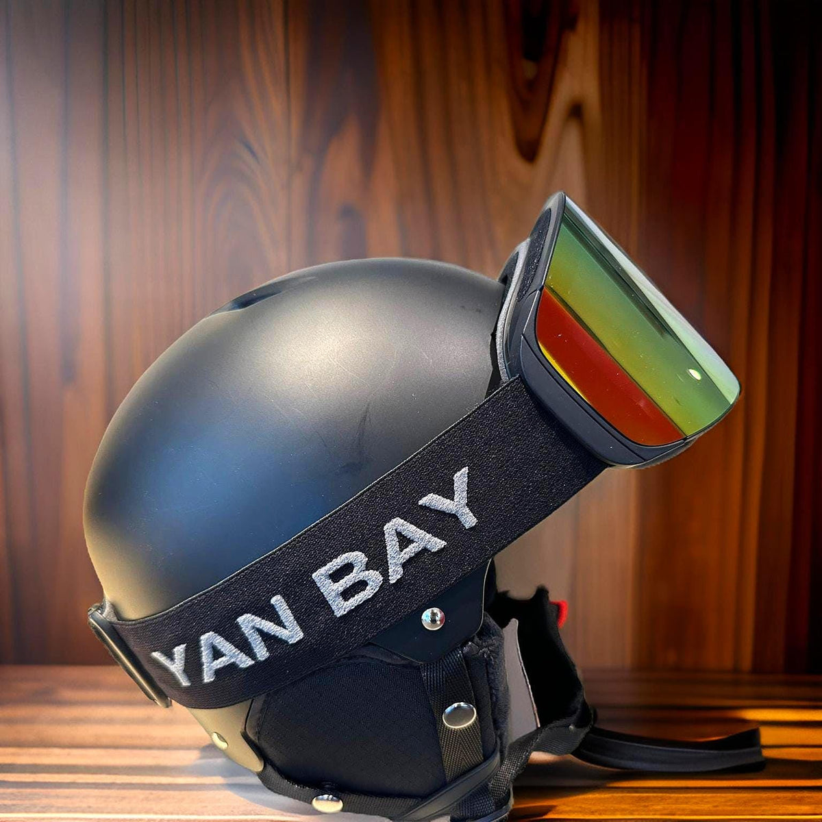 YAN BAY Skibrille Gelb-Gold verspiegelt